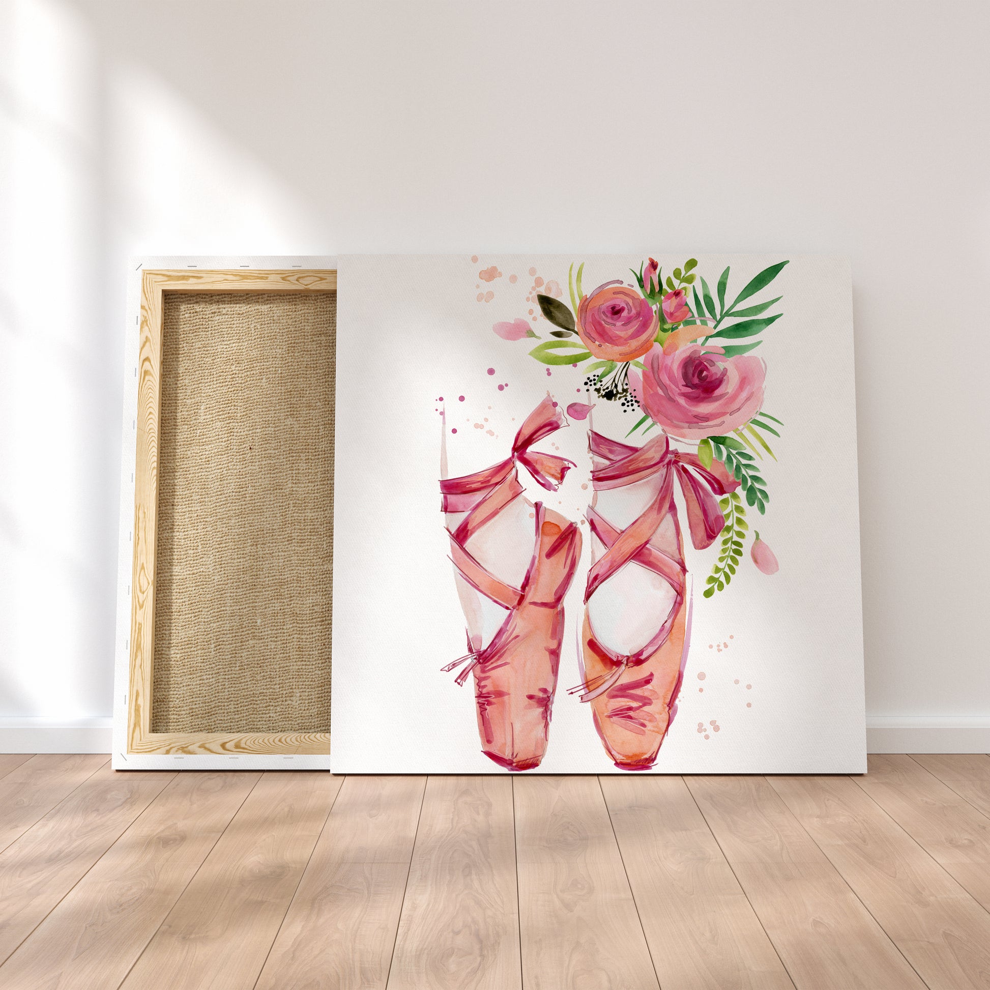 Ballet Shoes and Roses Canvas Print ArtLexy 1 Panel 12"x12" inches 