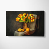 Still Life Yellow Tulips Flowers Canvas Print ArtLexy 1 Panel 24"x16" inches 
