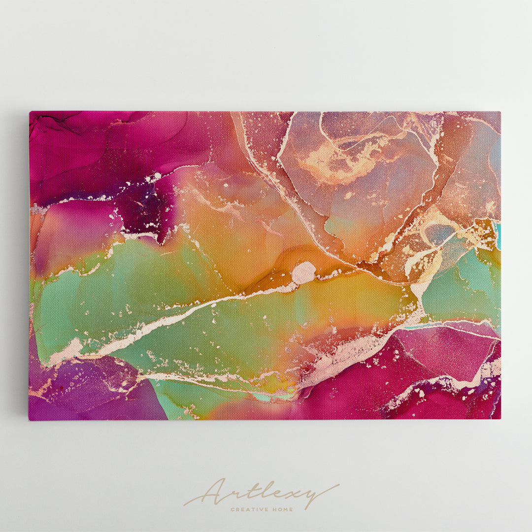 Abstract Liquid Colorful Marble with Veins Canvas Print ArtLexy   