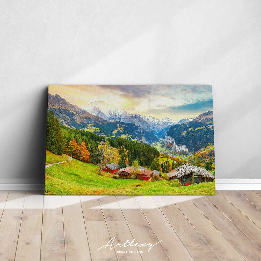 Lauterbrunnen Valley with Jungfrau Mountain Switzerland Canvas Print ArtLexy   