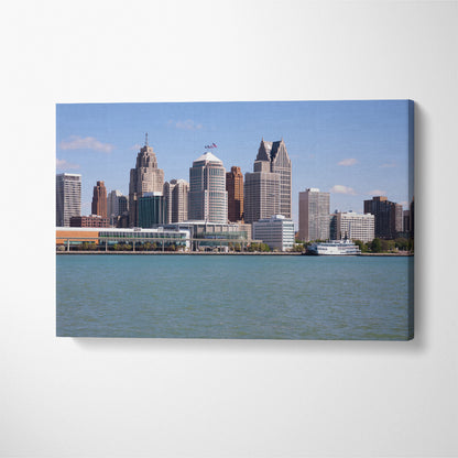 Detroit Skyline Canvas Print ArtLexy 1 Panel 24"x16" inches 