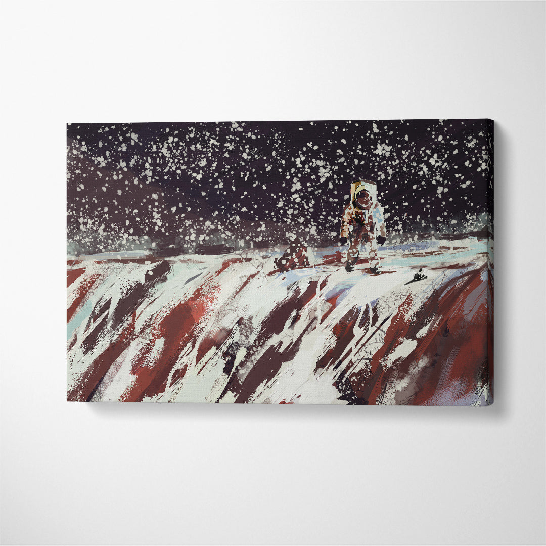 Astronaut on Planet Canvas Print ArtLexy 1 Panel 24"x16" inches 