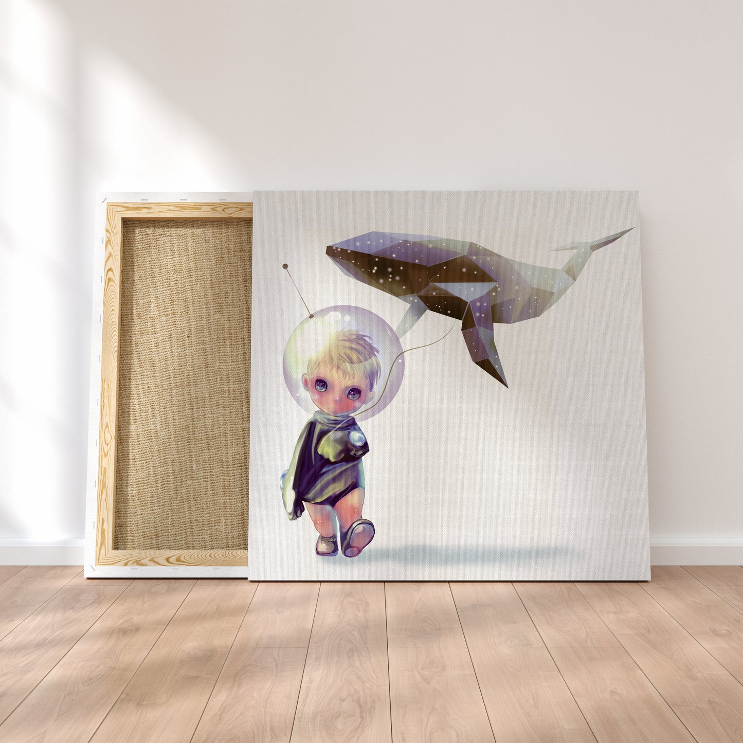 Little Astronaut with Flying Whale Canvas Print ArtLexy   