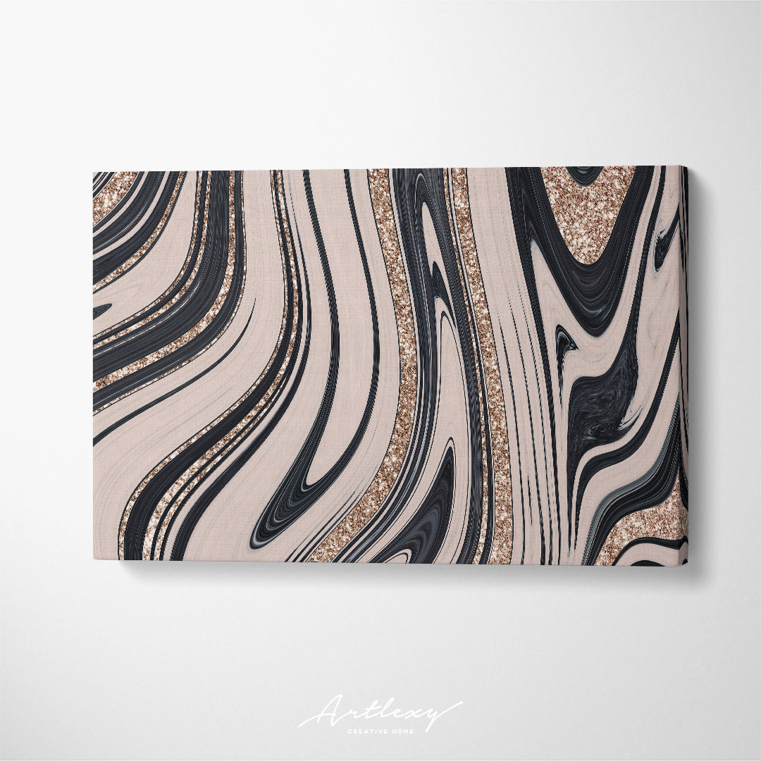 Trendy Abstract Beige Marble with Gold Veins Canvas Print ArtLexy   