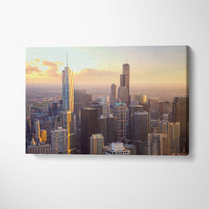 Chicago Skyscrapers at Sunset United States Canvas Print ArtLexy 1 Panel 24"x16" inches 