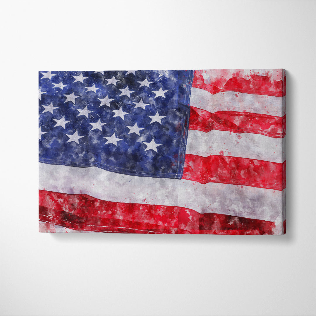 Creative Abstract American Flag Canvas Print ArtLexy 1 Panel 24"x16" inches 