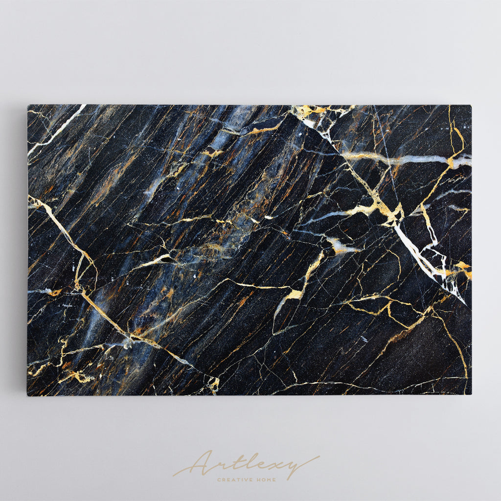 Dark Gray Marble with Gold Veins Canvas Print ArtLexy   