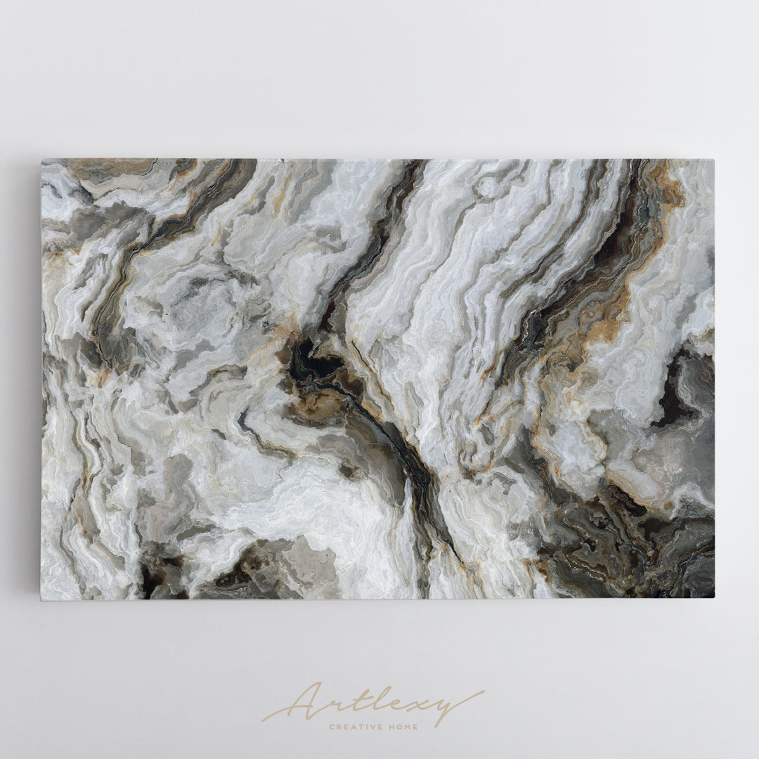 Abstract Marble with Curly Grey Veins Canvas Print ArtLexy   