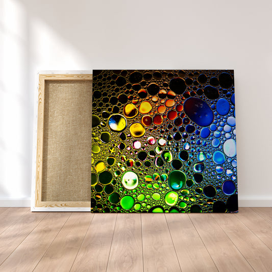 Colored Oil Drops in Water Canvas Print ArtLexy 1 Panel 12"x12" inches 