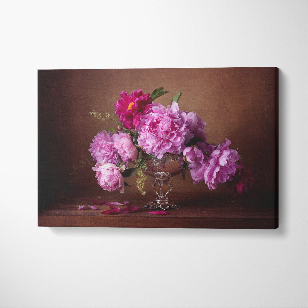 Still Life Pink Peonies Canvas Print ArtLexy 1 Panel 24"x16" inches 