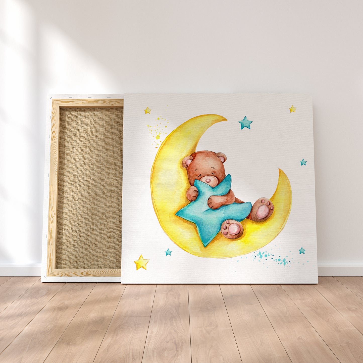 Teddy Bear Sleeping on Moon Canvas Print ArtLexy   