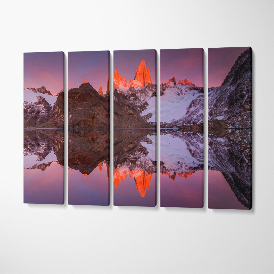 Fitz Roy Mountain and Lake Los Tres Patagonia Argentina Canvas Print ArtLexy 5 Panels 36"x24" inches 
