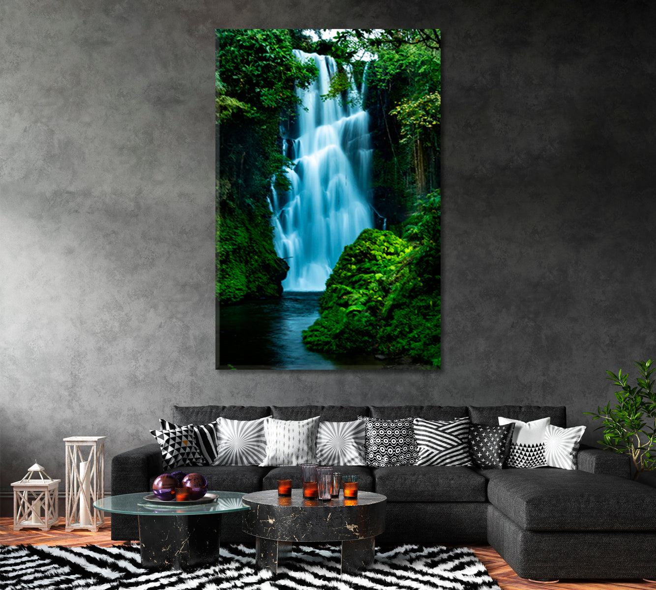 Cemara Waterfall Bali Canvas Print ArtLexy 1 Panel 16"x24" inches 