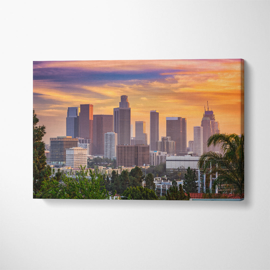 Los Angeles California Skyline Canvas Print ArtLexy 1 Panel 24"x16" inches 
