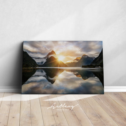 Amazing Sunrise in Milford Sound New Zealand Canvas Print ArtLexy   
