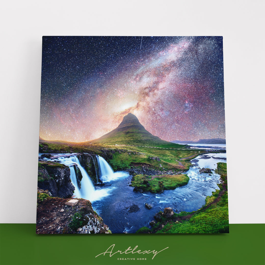 Starry Sky over Kirkjufell Mountain Iceland Canvas Print ArtLexy   