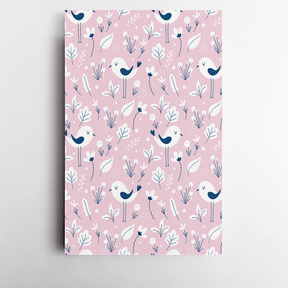 Set of 2 Vertical Lovely Pink Bird and Flowers Canvas Print ArtLexy   