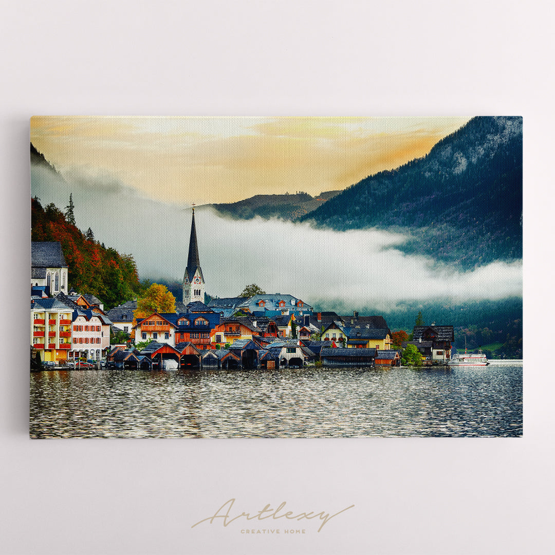 Autumn View Of Hallstatt Village Austria Canvas Print ArtLexy   