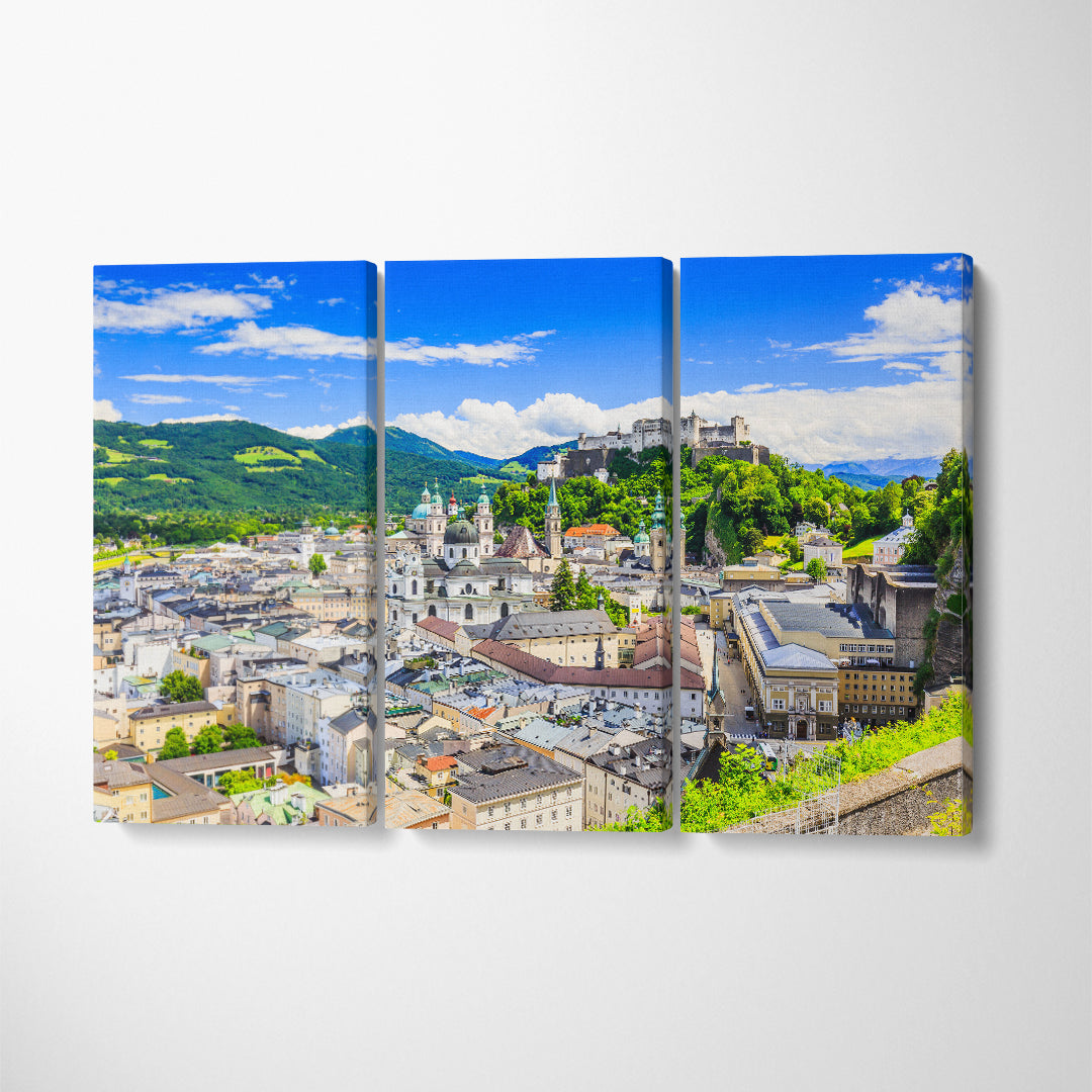 Salzburg Austria Old Town Canvas Print ArtLexy 3 Panels 36"x24" inches 