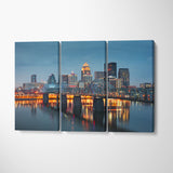 Louisville Skyline Kentucky USA Canvas Print ArtLexy 3 Panels 36"x24" inches 