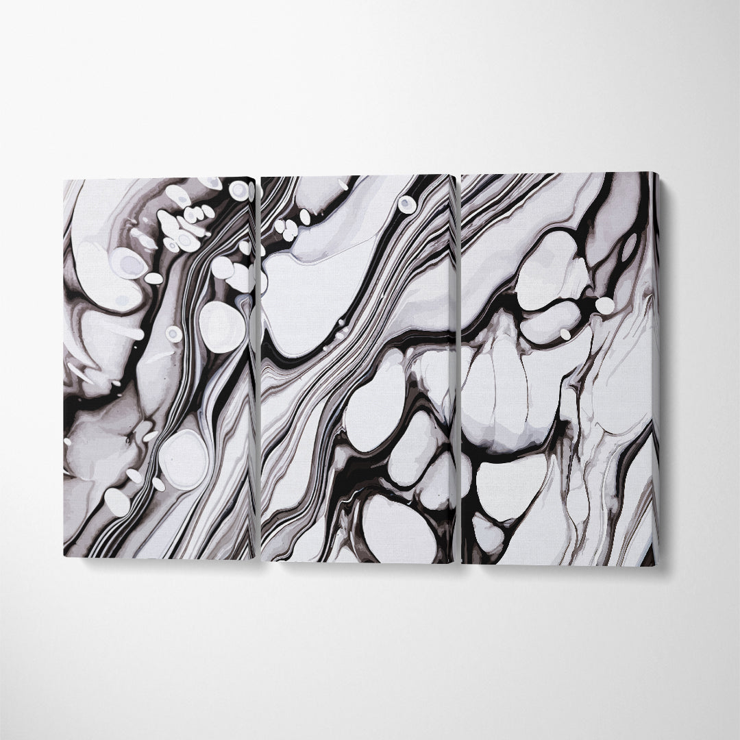 Abstract Black & White Fluid Marble Waves Canvas Print ArtLexy   