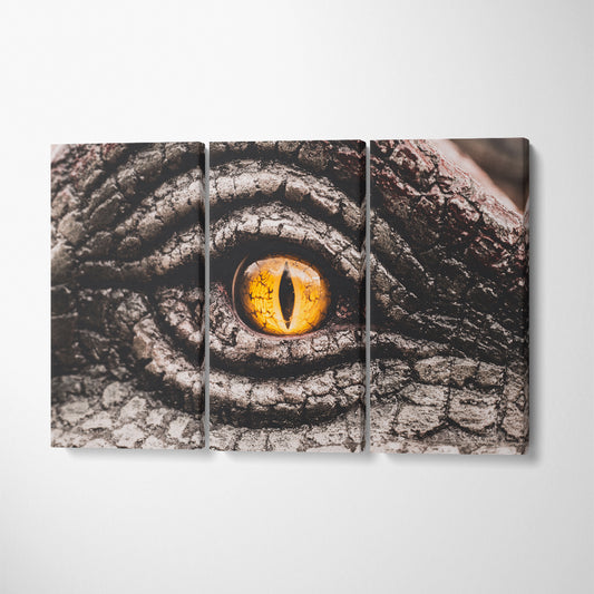 Terrifying Dinosaur Yellow Eye Canvas Print ArtLexy 3 Panels 36"x24" inches 