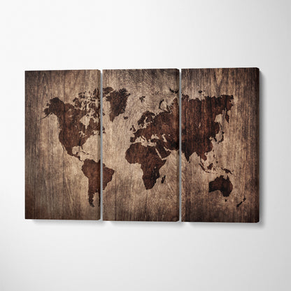Creative Abstract World Map Canvas Print ArtLexy 3 Panels 36"x24" inches 