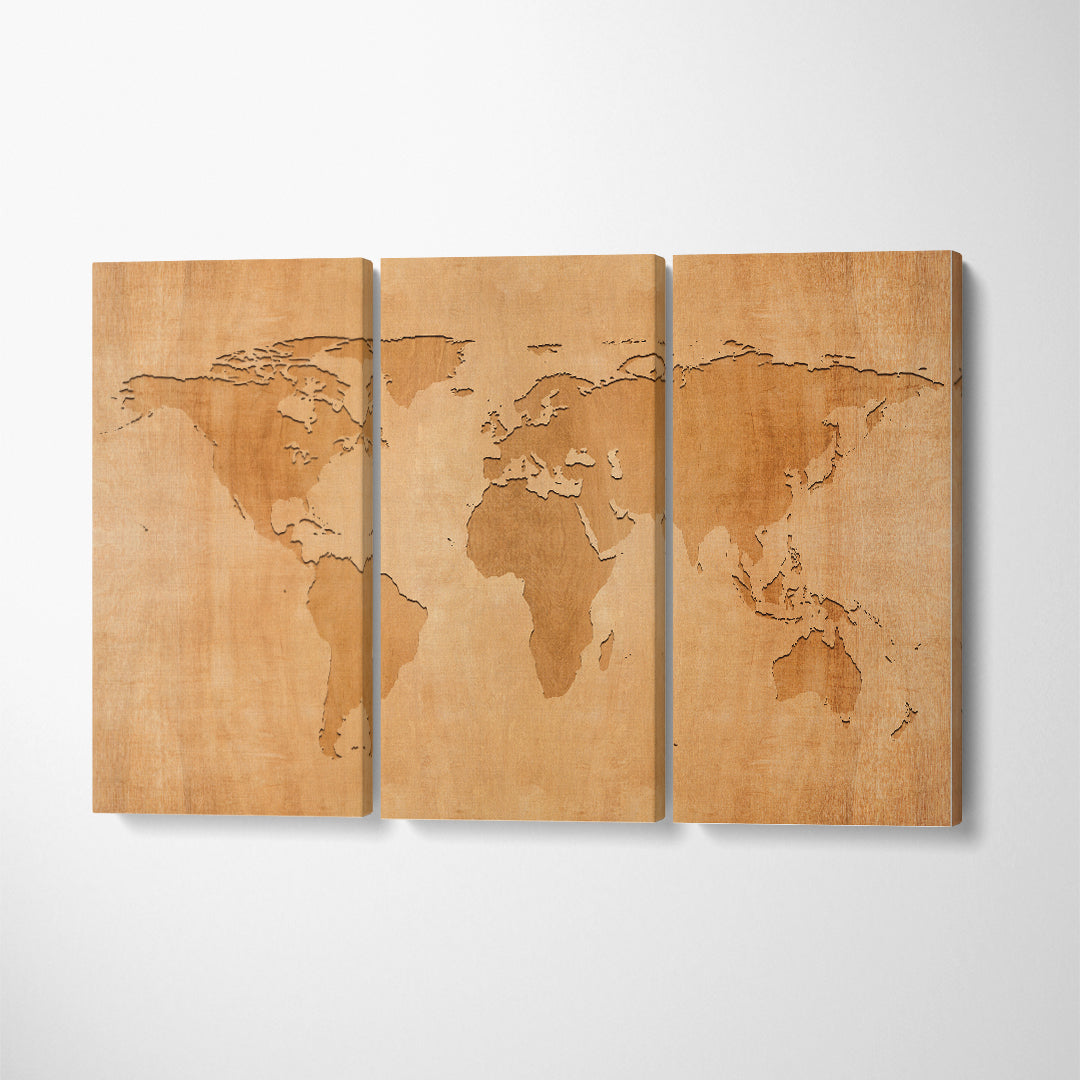 Modern Abstract World Map Canvas Print ArtLexy 3 Panels 36"x24" inches 