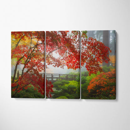 Moon Bridge in Portland Japanese Garden Canvas Print ArtLexy 3 Panels 36"x24" inches 