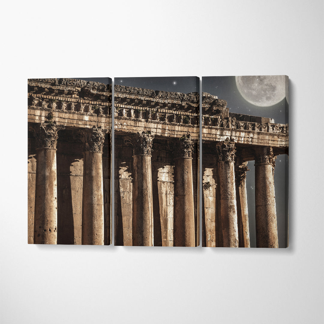 Baalbek Castle Lebanon Historical Monument Canvas Print ArtLexy 3 Panels 36"x24" inches 