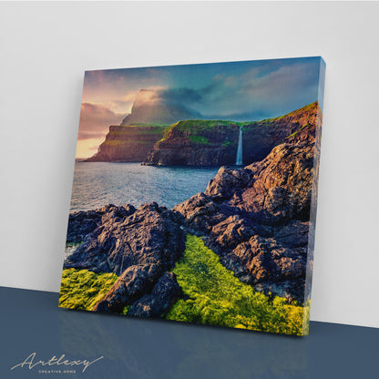 Mulafossur Waterfall Faroe Islands Canvas Print ArtLexy   
