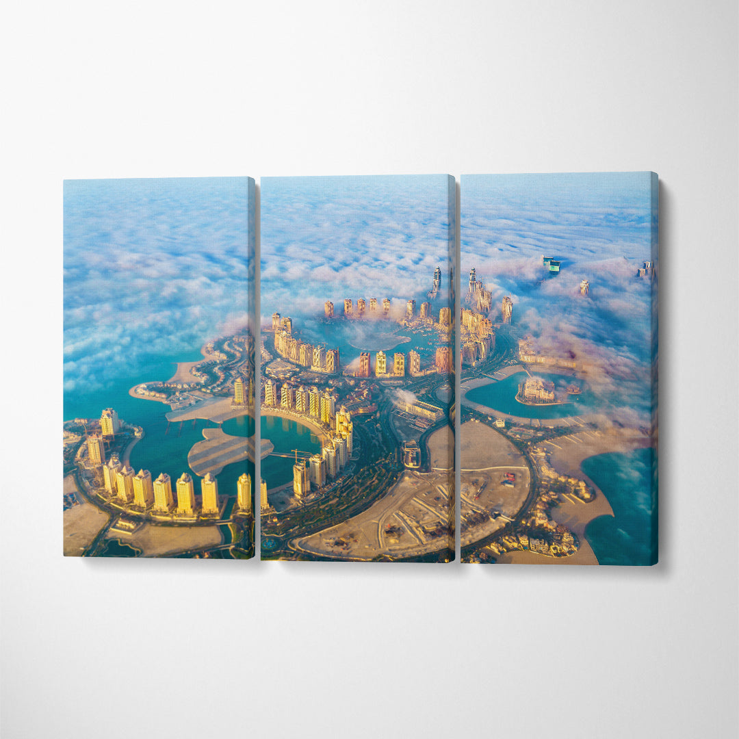 Pearl-Qatar Island Doha Canvas Print ArtLexy 3 Panels 36"x24" inches 
