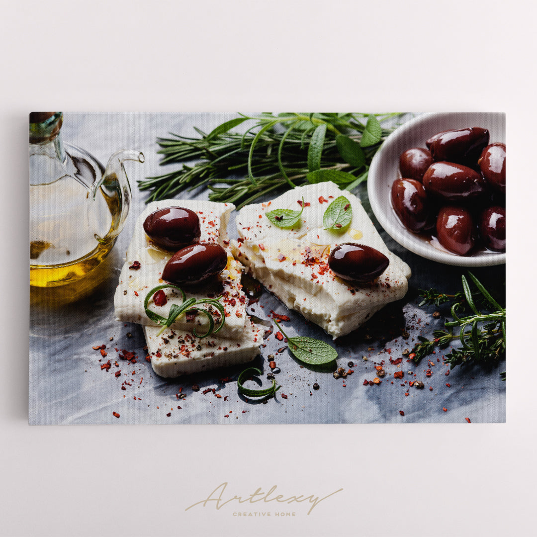 Feta Cheese with Olives Canvas Print ArtLexy   