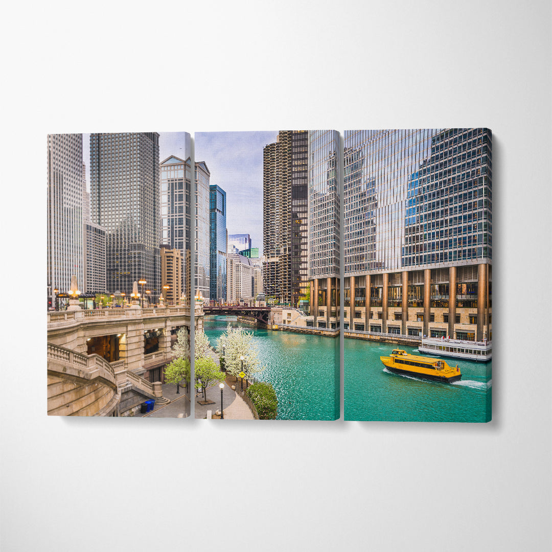 Chicago Illinois Canvas Print ArtLexy 3 Panels 36"x24" inches 