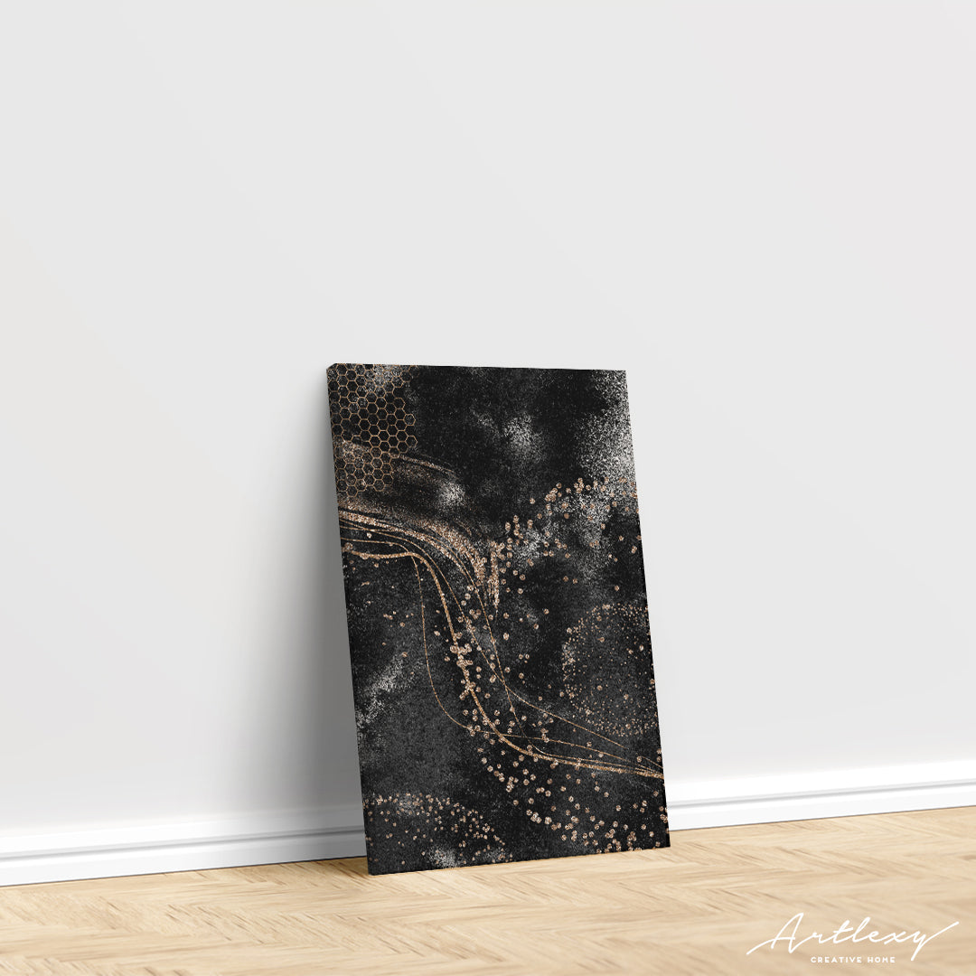 Abstract Luxury Black & Gold Splash Canvas Print ArtLexy   