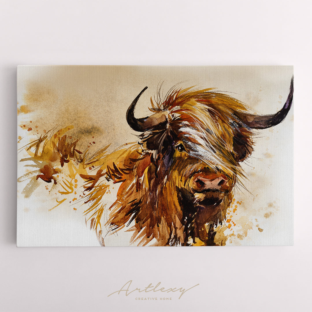 Abstract Scottish Highland Cow Canvas Print ArtLexy   