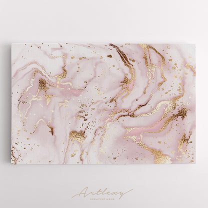 Abstract Pink Marble with Gold Veins Canvas Print ArtLexy   