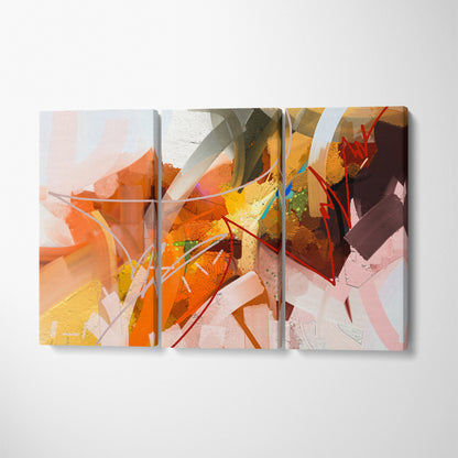 Contemporary Multicolor Mix Brush Stroke and Paint Splash Canvas Print ArtLexy 3 Panels 36"x24" inches 