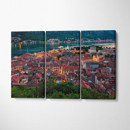 Bay of Kotor Montenegro Canvas Print ArtLexy 3 Panels 36"x24" inches 