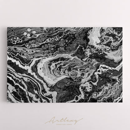Luxury Contemporary Fluid Black and White Marble Canvas Print ArtLexy   