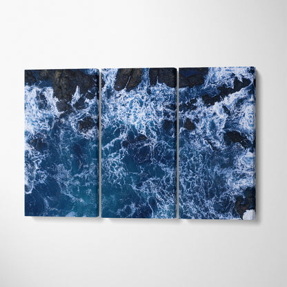 Ocean Waves Crashing Canvas Print ArtLexy 3 Panels 36"x24" inches 