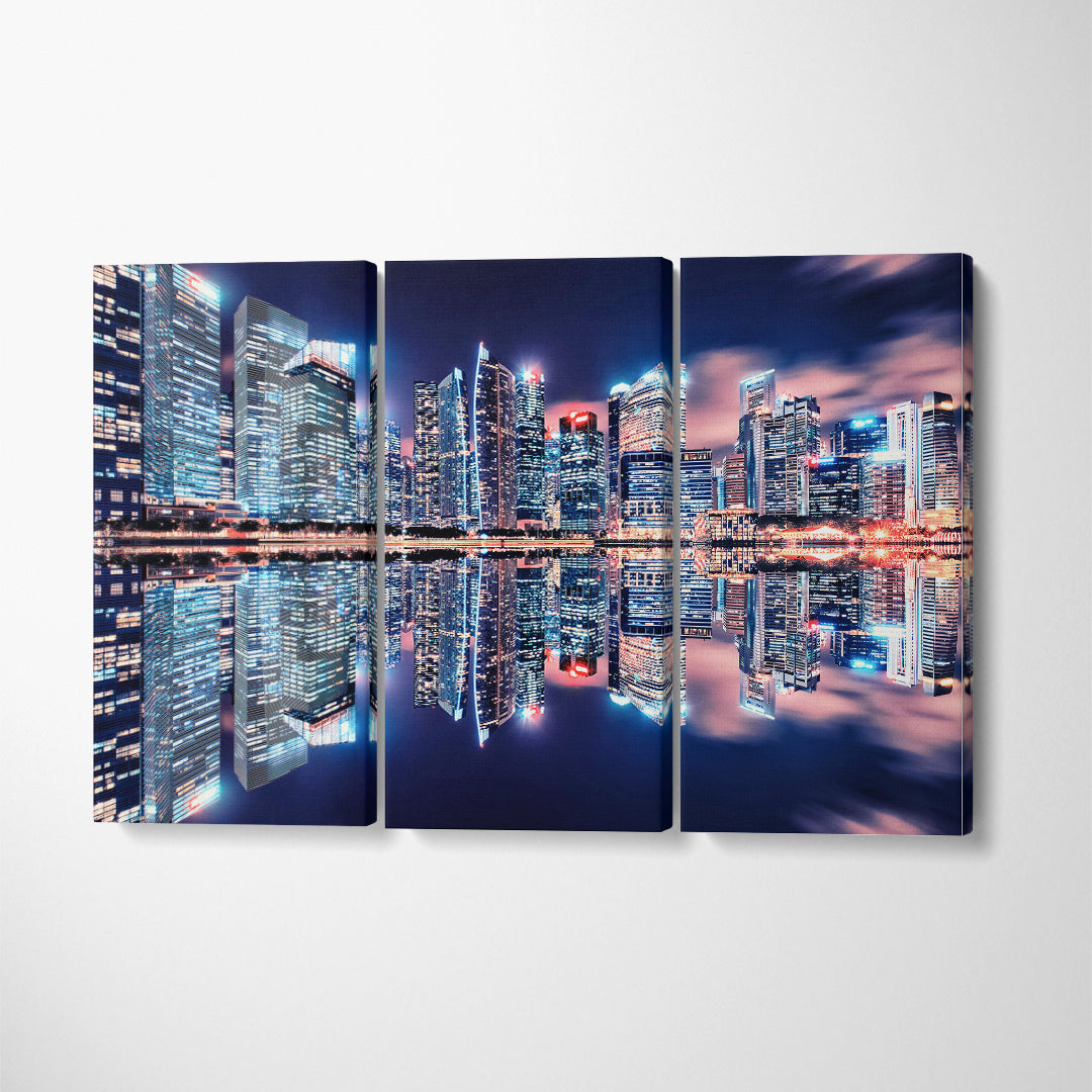 Marina Bay Singapore City Canvas Print ArtLexy 3 Panels 36"x24" inches 