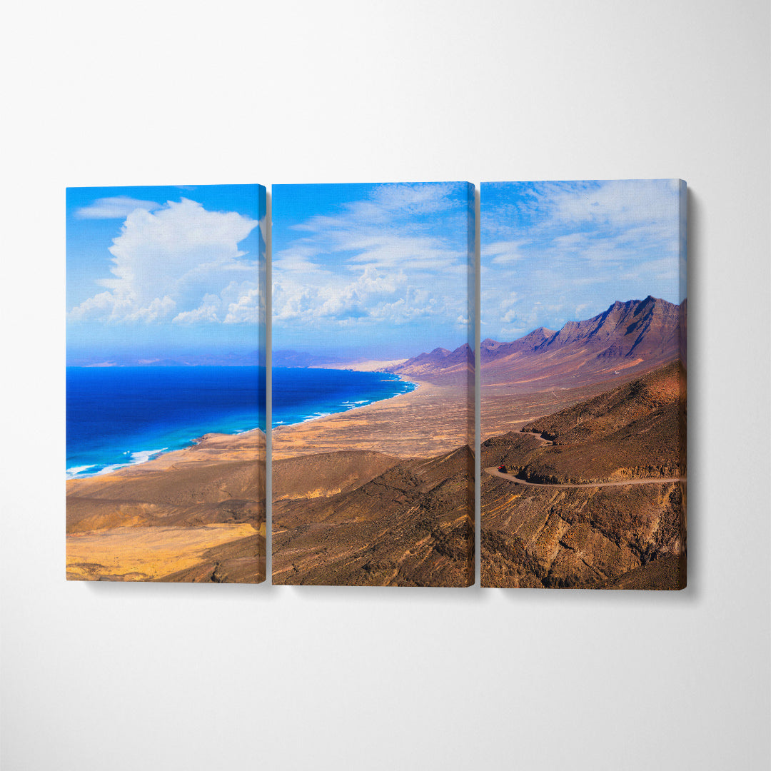 Cofete Beach Fuerteventura Canary Islands Spain Canvas Print ArtLexy 3 Panels 36"x24" inches 