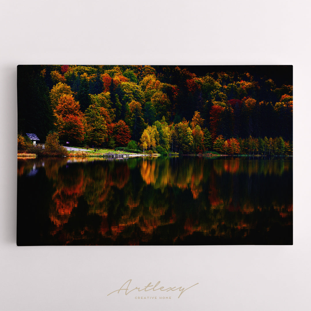 Autumn Landscape with Mountain and Lake Canvas Print ArtLexy   