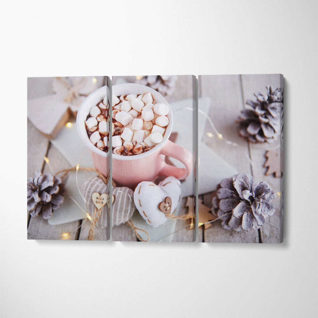 Cup of Chocolate with Marshmallows Canvas Print ArtLexy 3 Panels 36"x24" inches 