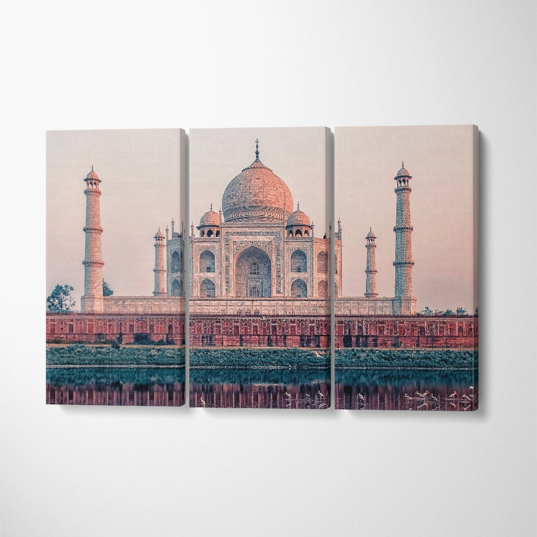 Taj Mahal Agra India Canvas Print ArtLexy 3 Panels 36"x24" inches 