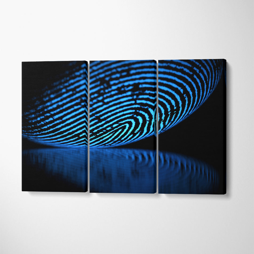 Holographic Fingerprint Canvas Print ArtLexy 3 Panels 36"x24" inches 