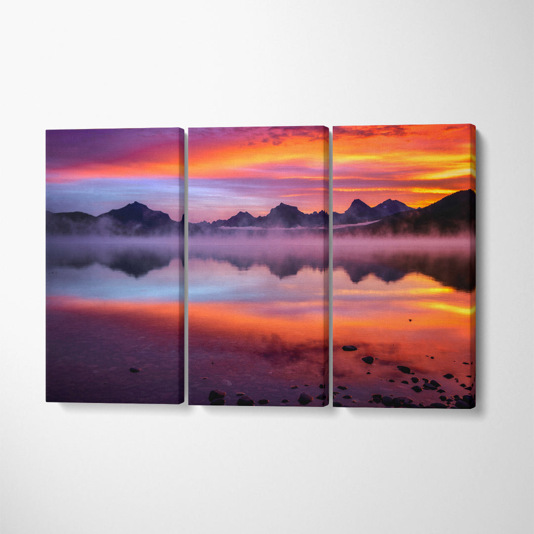 Lake McDonald Glacier National Park Canvas Print ArtLexy 3 Panels 36"x24" inches 