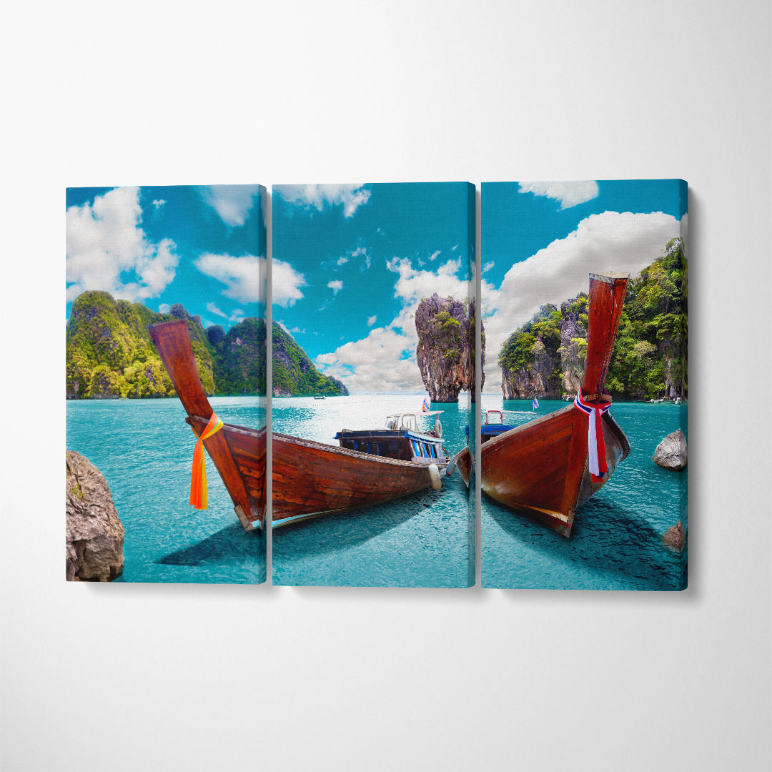 Phuket Seascape Thailand Canvas Print ArtLexy 3 Panels 36"x24" inches 