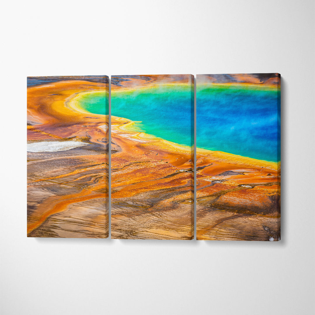 Grand Prismatic Spring in Yellowstone National Park US Canvas Print ArtLexy 3 Panels 36"x24" inches 